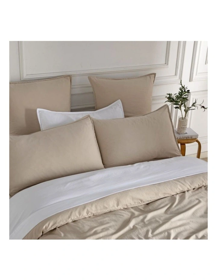 CleverPolly Vintage Washed Microfibre Quilt Cover Set in Linen image 2