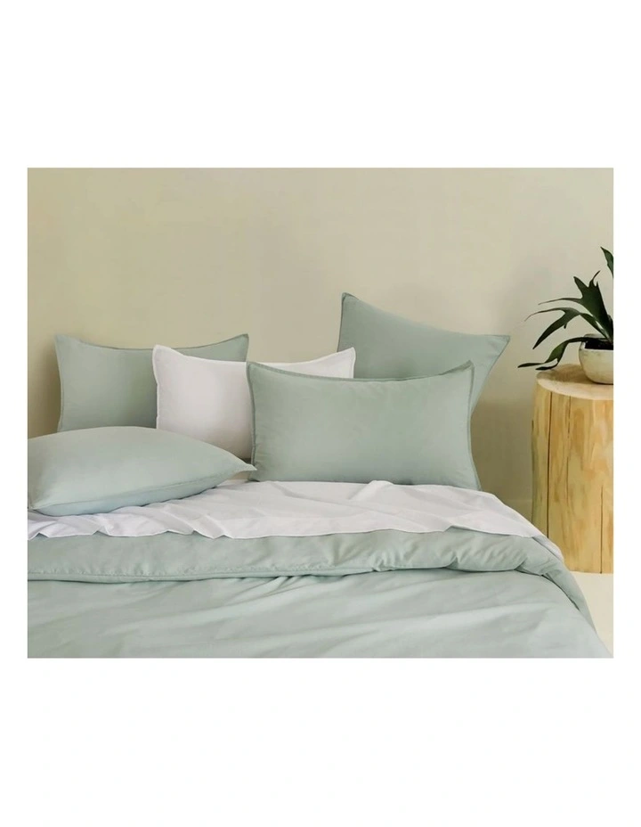 CleverPolly Vintage Washed Microfibre Quilt Cover Set in Sage Green image 2