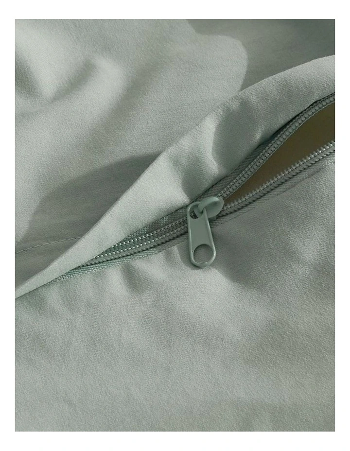 CleverPolly Vintage Washed Microfibre Quilt Cover Set in Sage Green image 3