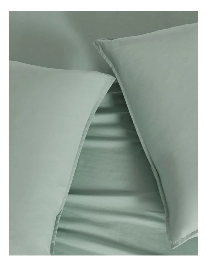 CleverPolly Vintage Washed Microfibre Quilt Cover Set in Sage Green image 5