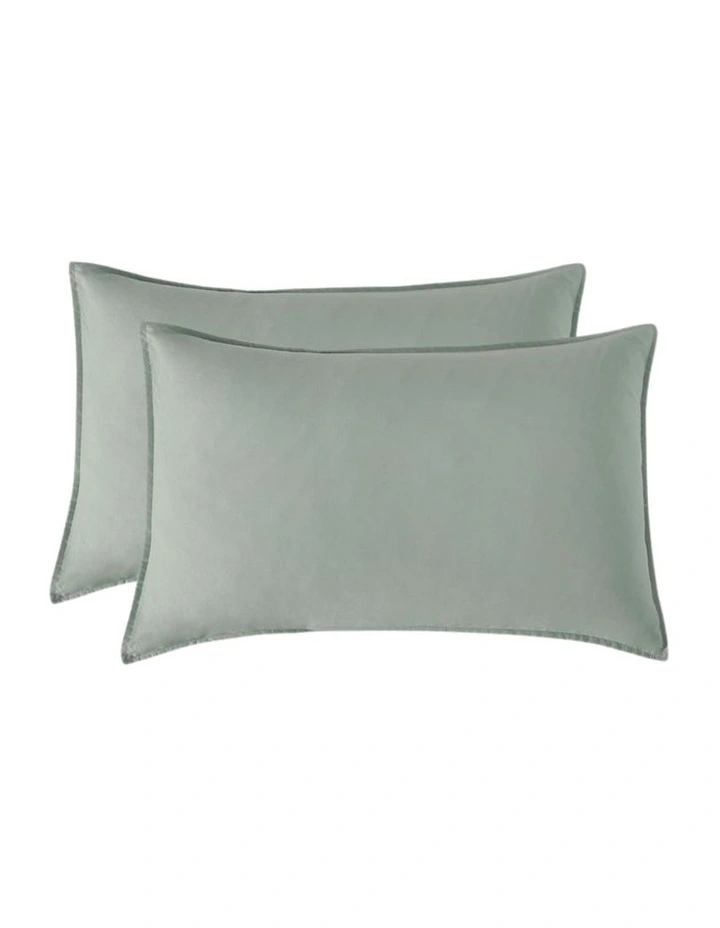 CleverPolly Vintage Washed Microfibre Quilt Cover Set in Sage Green image 6