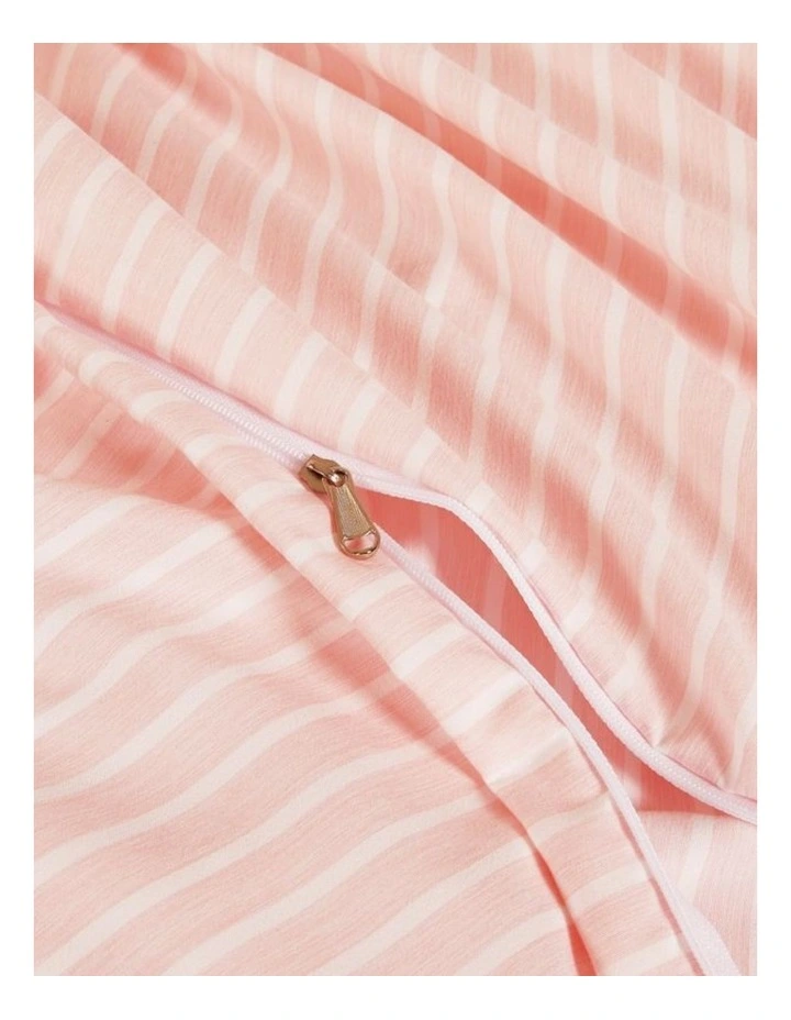 CleverPolly Yarn-Dyed Microfibre Stripe Quilt Cover Set in Soft Pink image 2