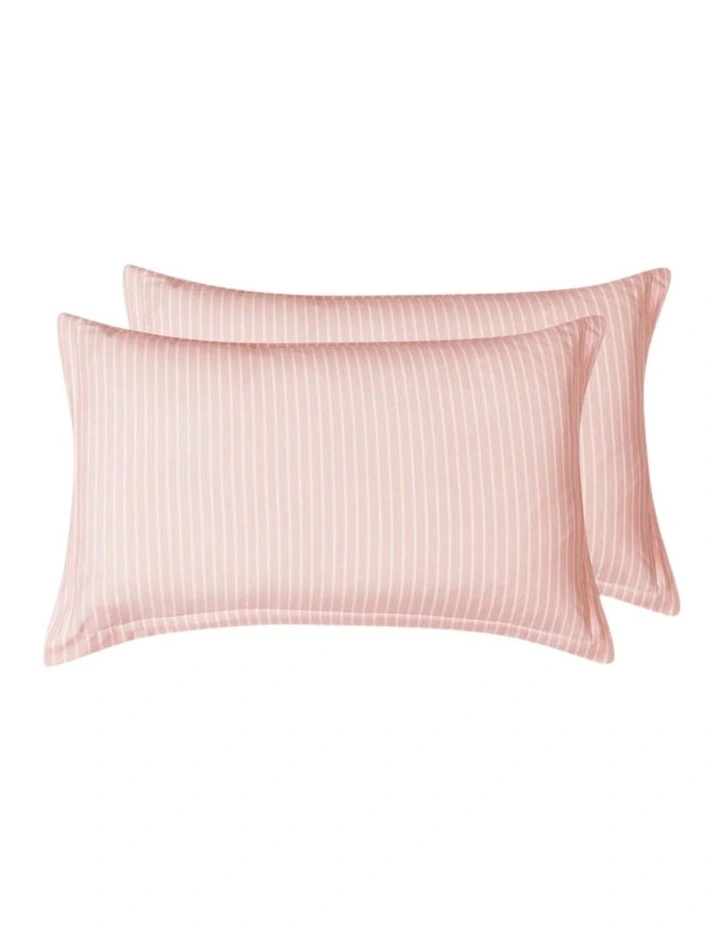 CleverPolly Yarn-Dyed Microfibre Stripe Quilt Cover Set in Soft Pink image 4