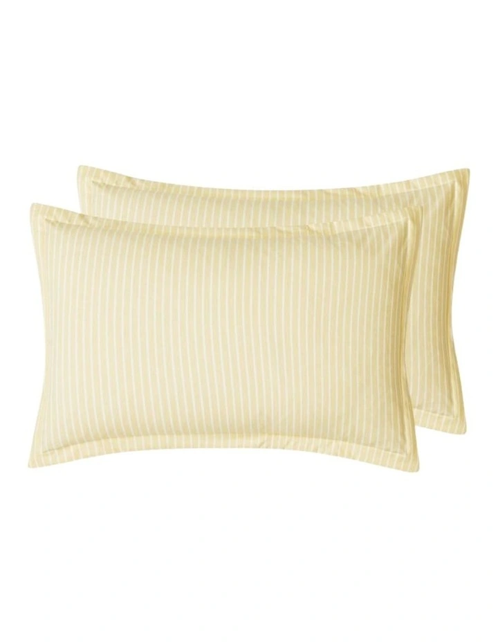 CleverPolly Yarn-Dyed Microfibre Stripe Quilt Cover Set in Yellow image 4
