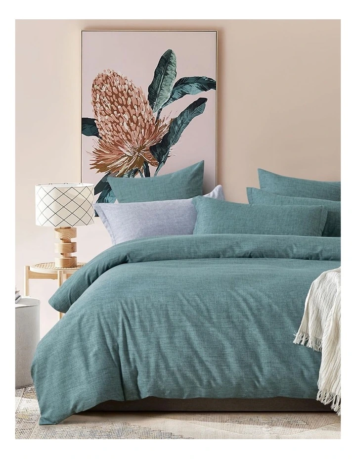 CleverPolly Linen-Look Microfibre Quilt Cover Set in Green image 1