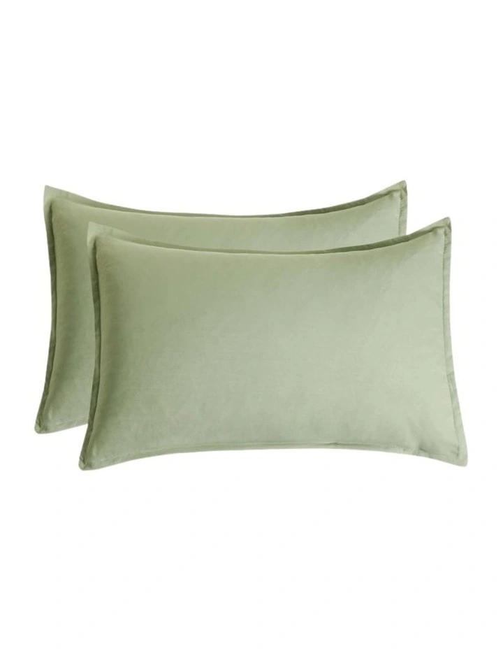 CleverPolly Vintage Washed Microfibre Quilt Cover Set in Eucalypt image 5