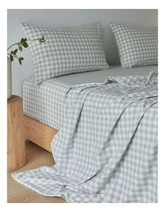 GIOIA CASA Yarn-Dyed Vintage Washed Cotton Sheet Set in Sage