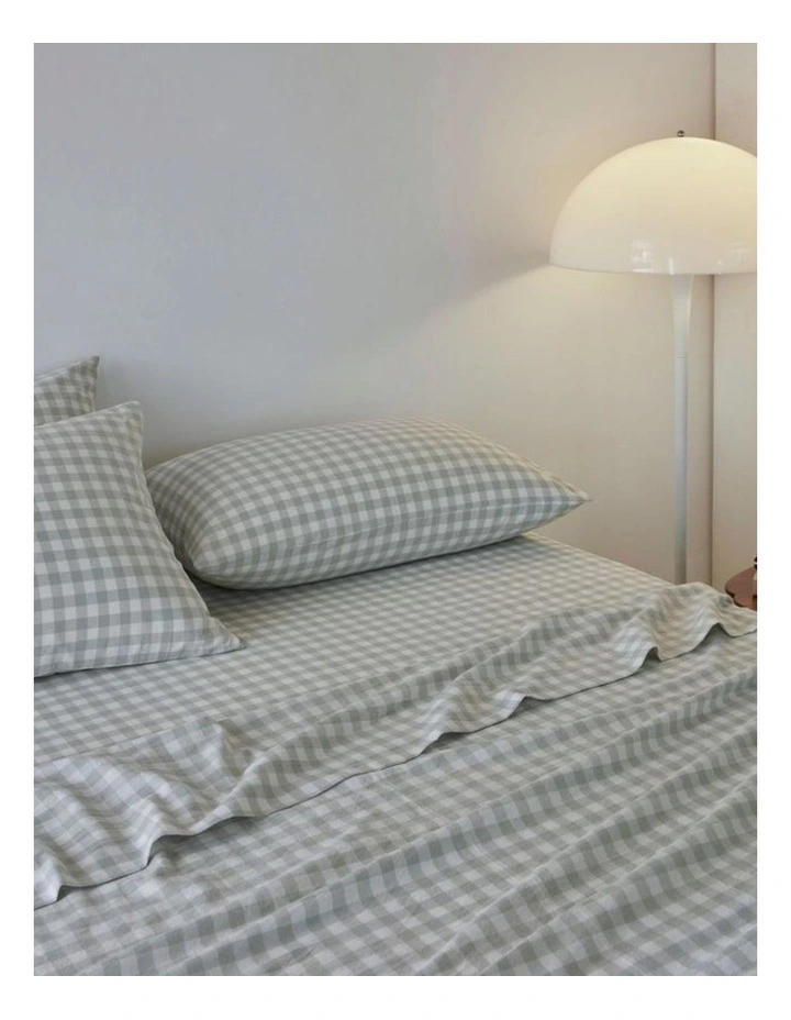 GIOIA CASA Yarn-Dyed Vintage Washed Cotton Sheet Set in Sage image 2
