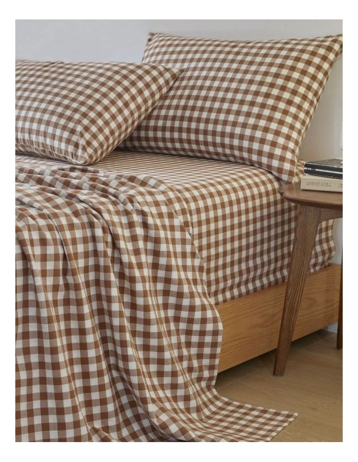 GIOIA CASA Yarn-Dyed Vintage Washed Cotton Sheet Set in Brown image 2