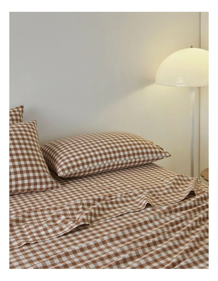 GIOIA CASA Yarn-Dyed Vintage Washed Cotton Sheet Set in Brown image 3