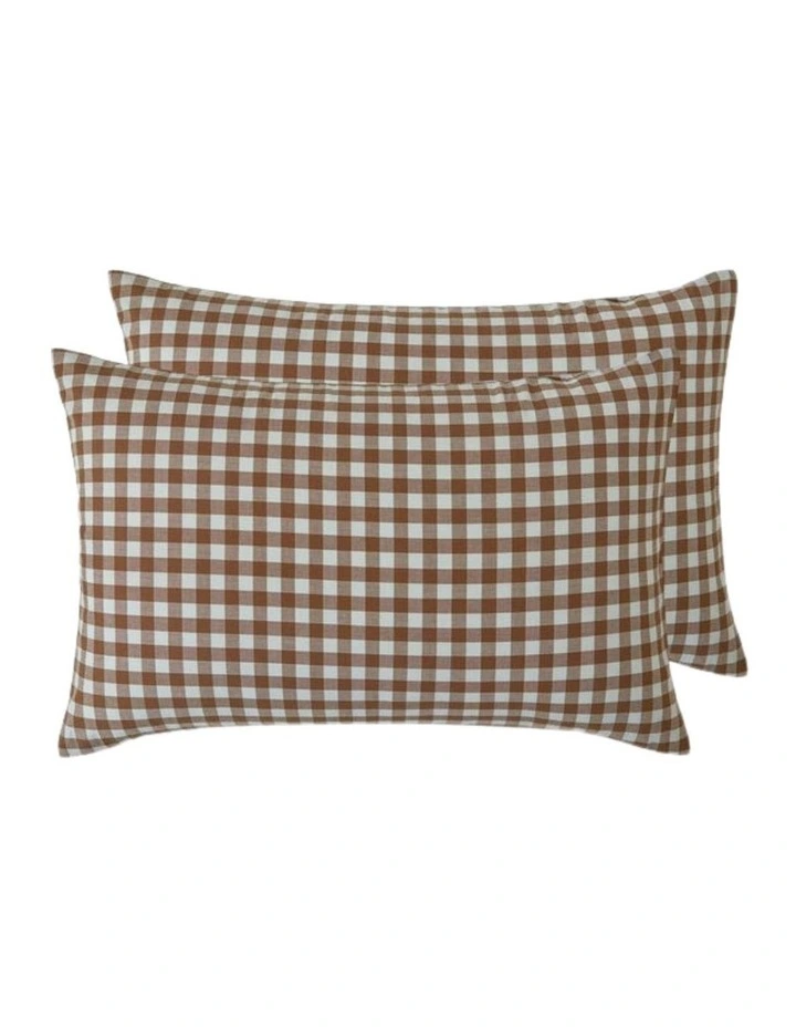 GIOIA CASA Yarn-Dyed Vintage Washed Cotton Sheet Set in Brown image 5