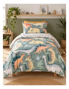 Happy Kids Dino Mania Cotton Quilt Cover Set
