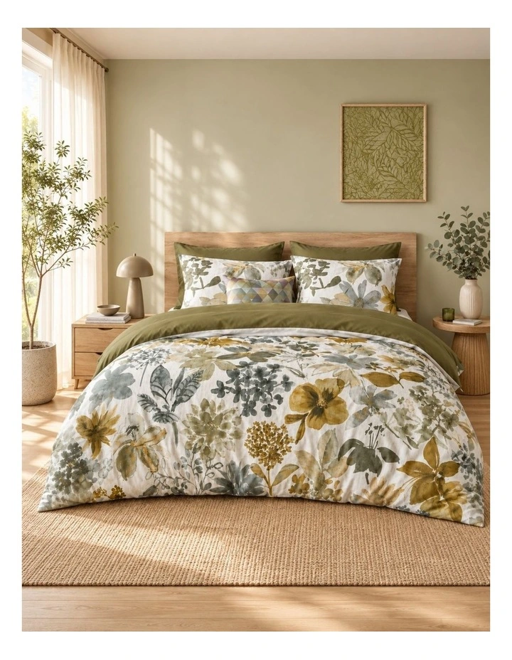Bedding House Lilian Green Quilt Cover Set image 1