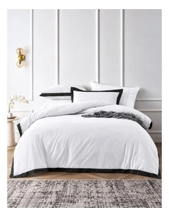 Accessorize Hotel White/Black Tailored Deluxe Cotton Quilt Cover Set