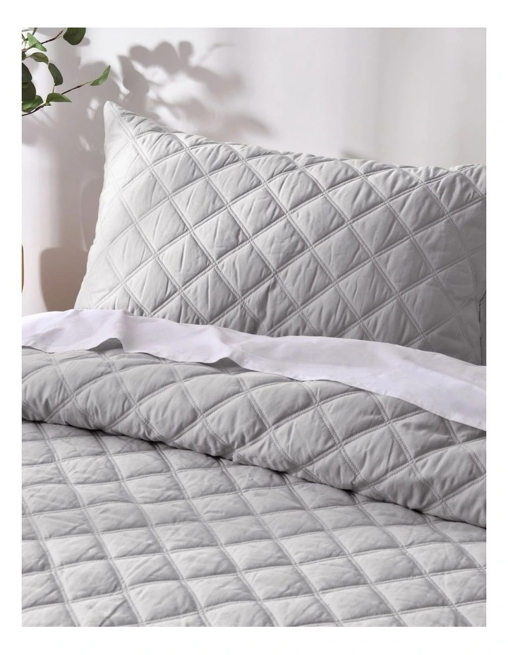 Accessorize Madison Quilted Bamboo Cotton Quilt Cover Set - Grey image 2