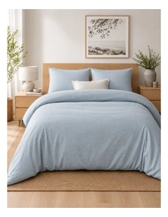 Bedding House  Blue Grey Cotton Seersucker Quilt Cover Set
