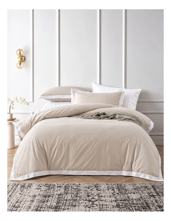 Accessorize Hotel Natural/White Tailored Deluxe Cotton Quilt Cover Set image 1