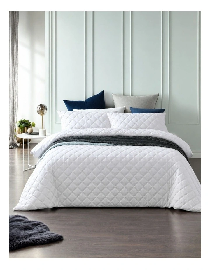 Accessorize Madison Quilted Bamboo Cotton Quilt Cover Set - White image 1
