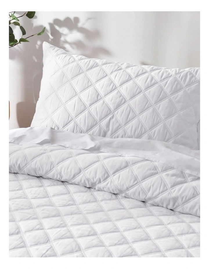 Accessorize Madison Quilted Bamboo Cotton Quilt Cover Set - White image 2
