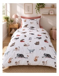 Bedding House Cute Cats Cotton Quilt Cover Set