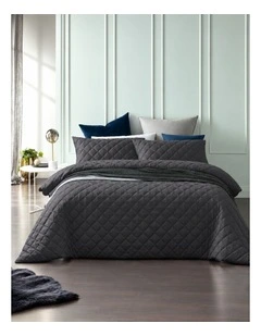 Accessorize Madison Quilted Bamboo Cotton Quilt Cover Set - Charcoal