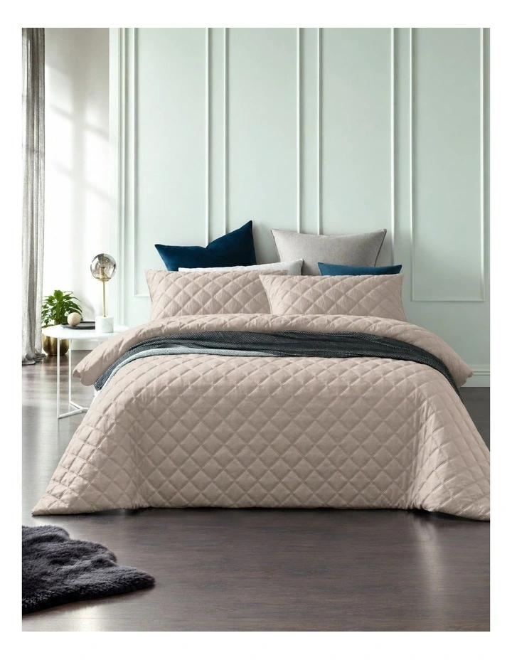 Accessorize Madison Quilted Bamboo Cotton Quilt Cover Set - Stone image 1