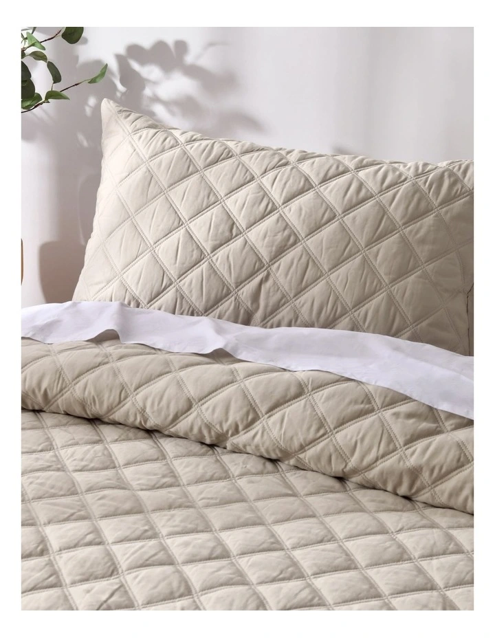 Accessorize Madison Quilted Bamboo Cotton Quilt Cover Set - Stone image 2
