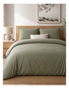 Bedding House  Green Cotton Seersucker Quilt Cover Set