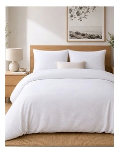 Bedding House  White Cotton Seersucker Quilt Cover Set