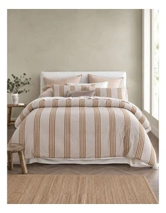 Vintage Design Huxley Stripe Quilt Cover Set Stone