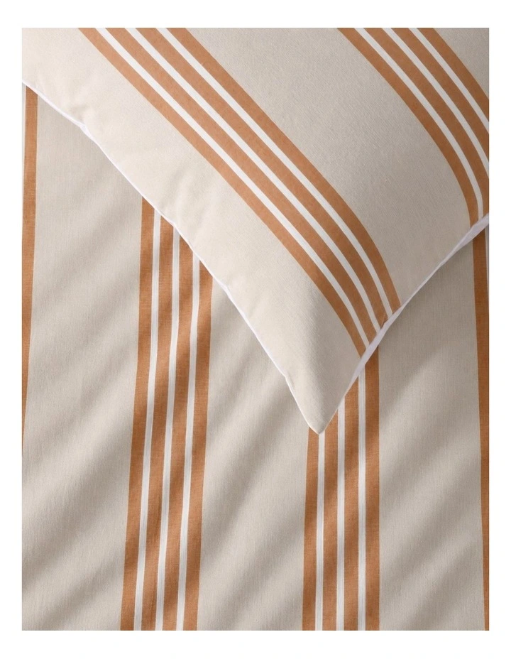Vintage Design Huxley Stripe Quilt Cover Set Stone image 2