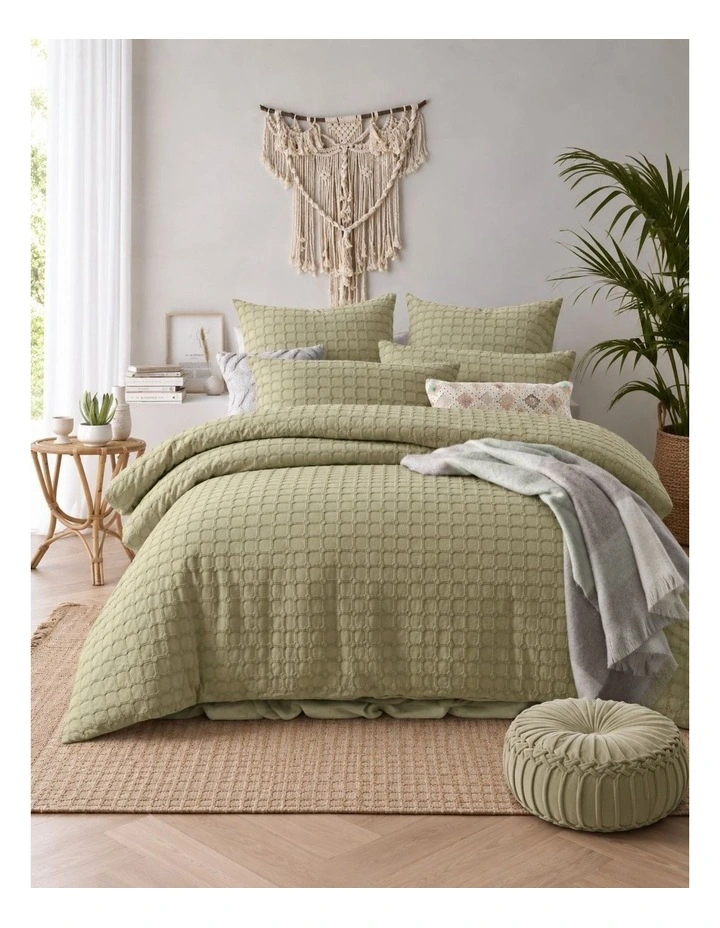 Vintage Design Willow Cotton Quilt Cover Set Sage image 1