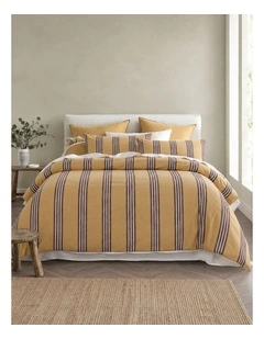 Vintage Design Huxley Stripe Quilt Cover Set Mustard