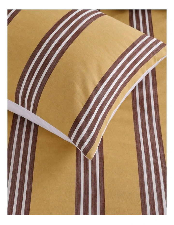 Vintage Design Huxley Stripe Quilt Cover Set Mustard image 2