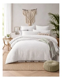 Vintage Design Willow Cotton Quilt Cover Set White
