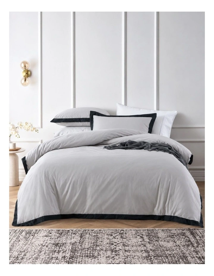 Accessorize Hotel Grey/Black Tailored Deluxe Cotton Quilt Cover Set image 1