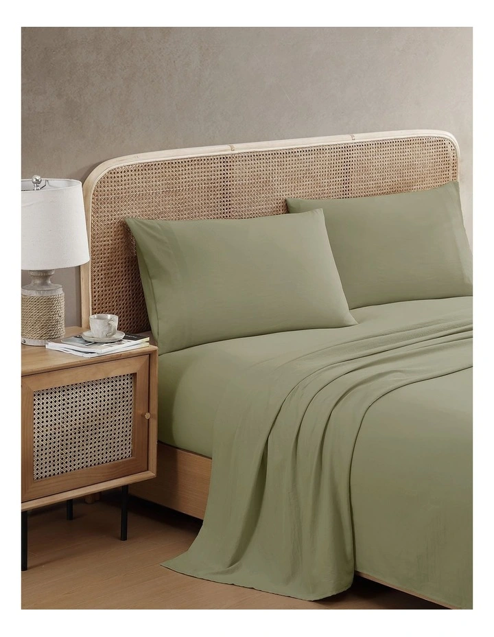 Vintage Washed Sheet Set In Sage Green image 1