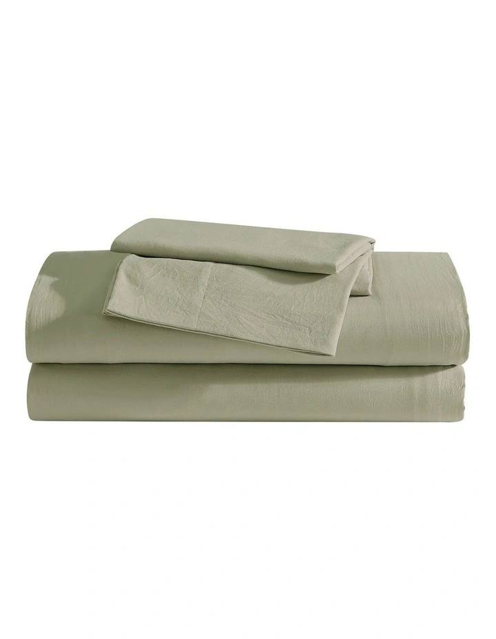Vintage Washed Sheet Set In Sage Green image 3