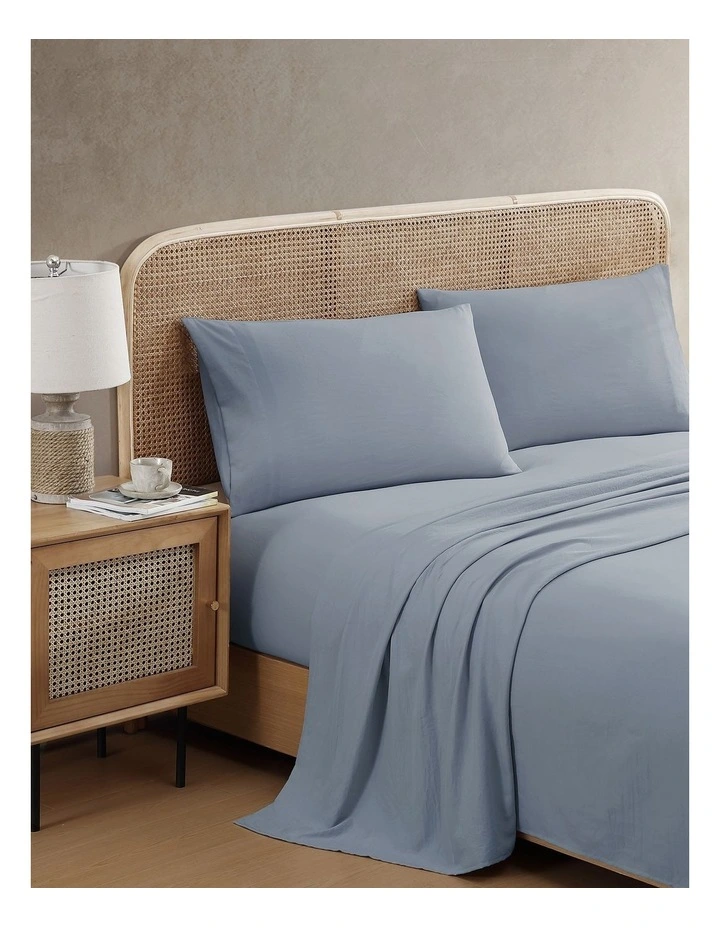 Vintage Washed Sheet Set In Denim Blue image 1