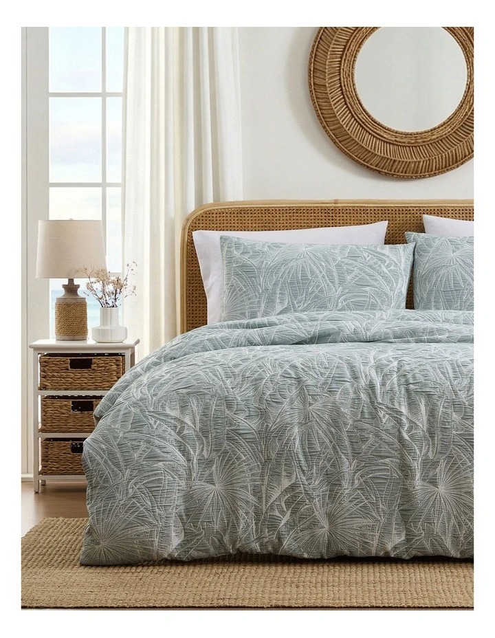 Tranquil Palm Quilt Cover Set Mist image 1
