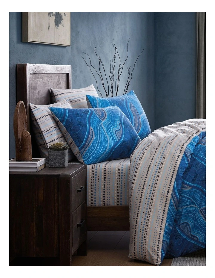 Muru Collection Waterway Quilt Cover Set Blue image 2