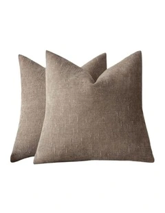 GIOIA CASA Chenille Haze European Pillowcases in Taupe 2 Pack 65x65cm