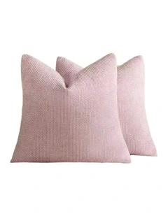 GIOIA CASA Chenille Grid European Pillowcases in Pink 2 Pack 65x65cm