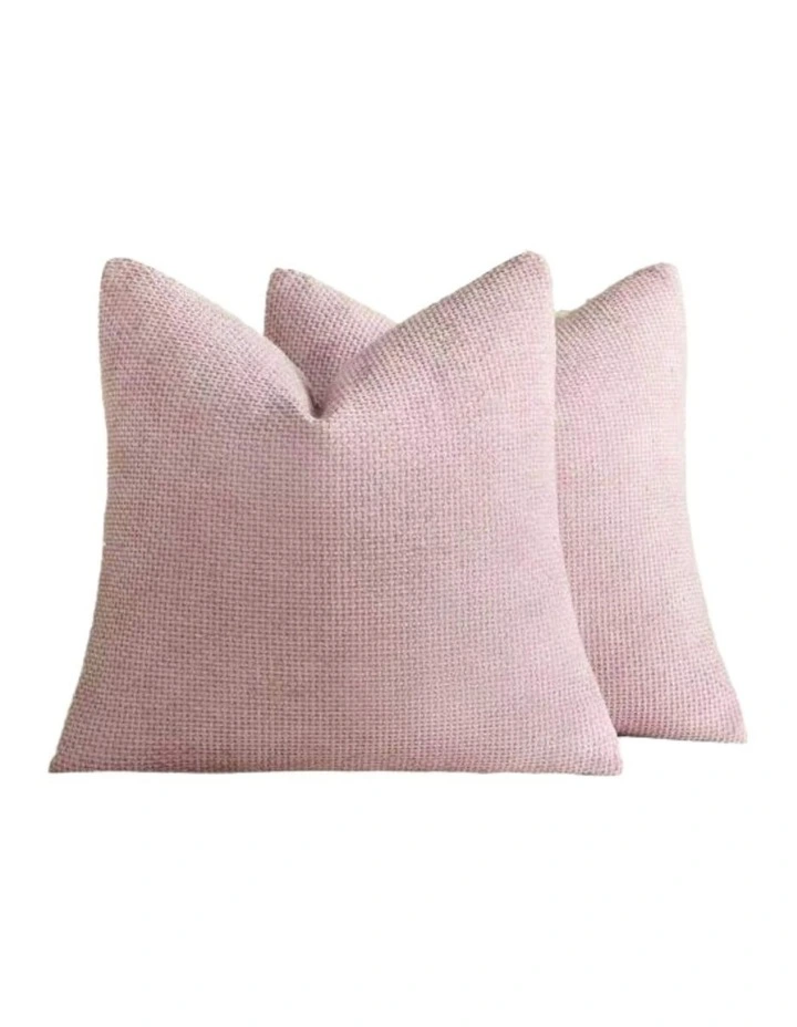 GIOIA CASA Chenille Grid European Pillowcases in Pink 2 Pack 65x65cm image 1