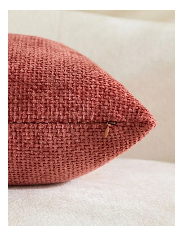 GIOIA CASA Chenille Grid European Pillowcases in Terracotta 2 Pack 65x65cm image 4