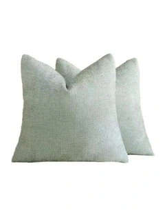 GIOIA CASA Chenille Grid European Pillowcases in Sage 2 Pack 65x65cm