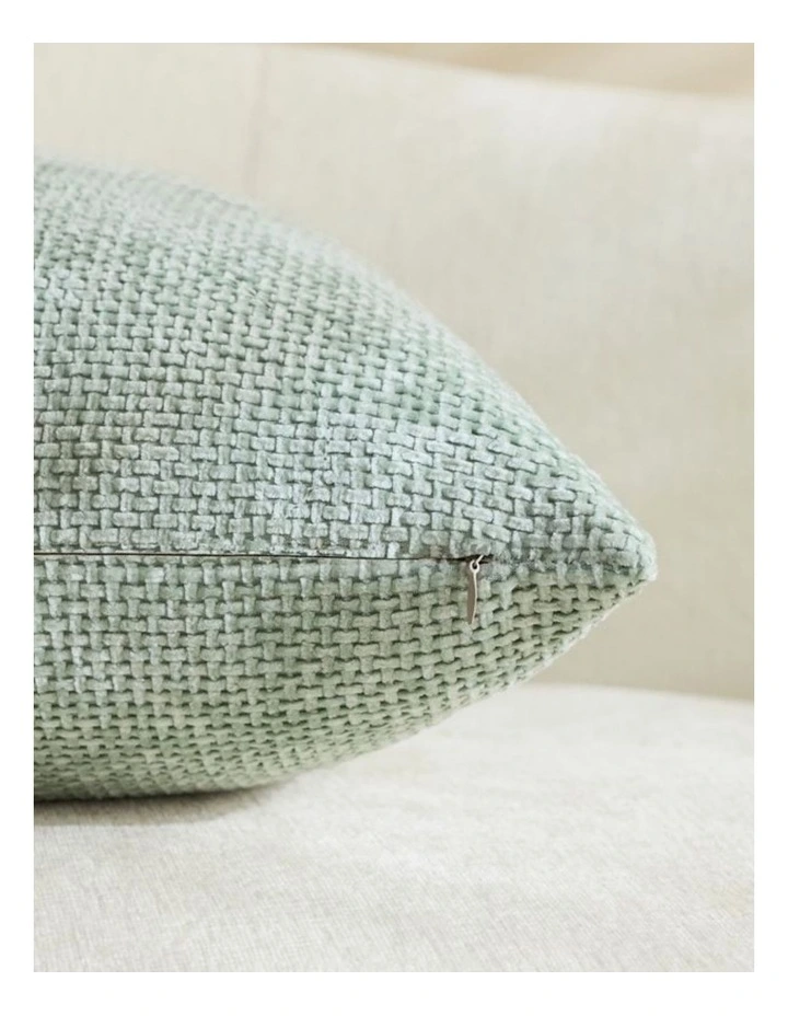 GIOIA CASA Chenille Grid European Pillowcases in Sage 2 Pack 65x65cm image 4