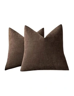GIOIA CASA Chenille Haze European Pillowcases in Coffee 2 Pack 65x65cm