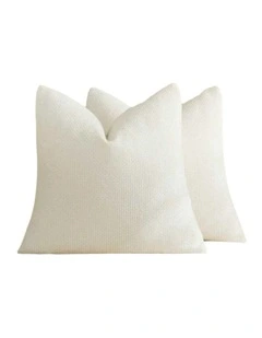 GIOIA CASA Chenille Grid European Pillowcases in Ivory 2 Pack 65x65cm