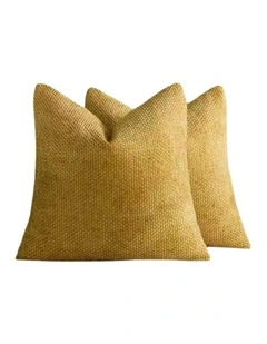GIOIA CASA Chenille Grid European Pillowcases in Mustard 2 Pack 65x65cm